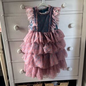 Pink and Blue Ruffled Kids Dress